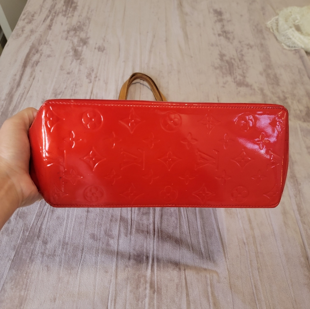 LOUIS VUITTON Monogram Vernis Reade MM Hand Bag Red Rouge LV Auth With Dust Bag - Picture 5 of 12